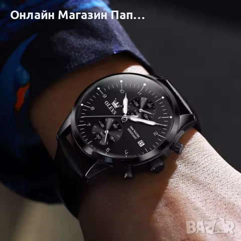 OLEVS 2880 Мъжки Луксозен Кварцов Часовник с Хронограф, снимка 2 - Мъжки - 53560036
