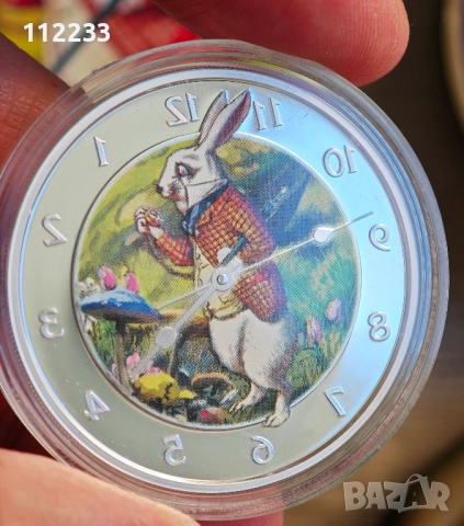 Сребърна колекционерска монета "Алиса в страната на чудесата", снимка 2 - Нумизматика и бонистика - 52917812