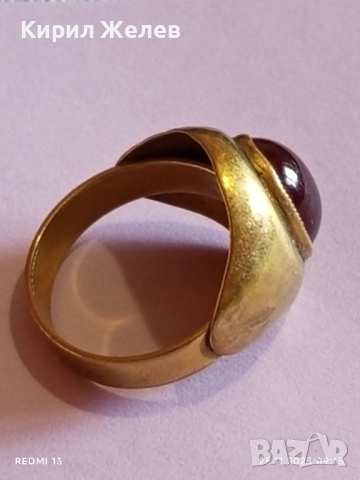 СТАРИНЕН КЛАСИЧЕСКИ ПРЪСТЕН с ГРАНАТ РЯДКО РЕТРО БИЖУ 52307, снимка 13 - Пръстени - 52544761