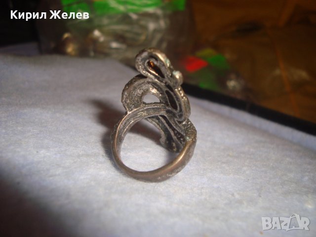 ПОСРЕБРЕН ЛАКИРАН ЗМИЕВИДЕН ФИГУРАЛЕН МЕСИНГОВ НЕО ГОТИКА АРТ ПРЪСТЕН 27763, снимка 6 - Пръстени - 37452092