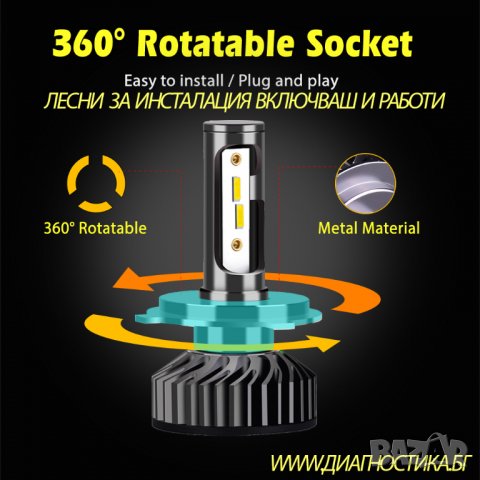 🔝 INFITARY ®️ ✔️12000LM ✔️6500K ✔️72W  ✔️6500K H4 LED крушка за фарове H7 LED H11 H1 HB3 HB4 с 1860, снимка 10 - Аксесоари и консумативи - 27587368