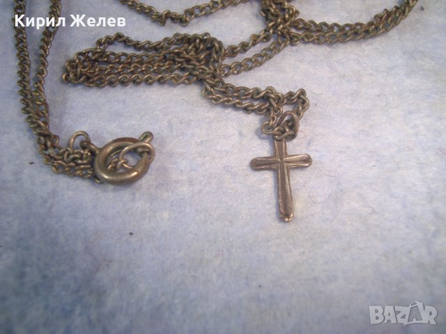 МИНИАТЮРНО СТАРО СРЕБЪРНО КРЪСТЧЕ СРЕБРО 950 с ПОСРЕБРЕНО СТОМАНЕНО ЗДРАВО СИНДЖИРЧЕ 12660, снимка 5 - Антикварни и старинни предмети - 36928689