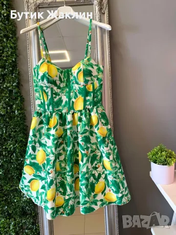 Дамска къса рокля с лимони, снимка 1
