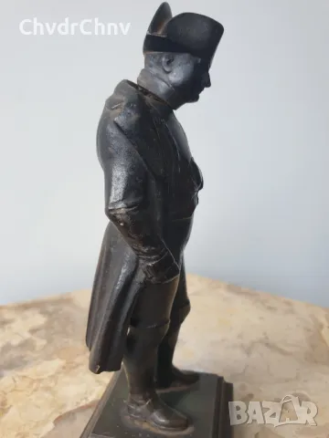 Малка много стара френска чугунена фигура на Наполеон/метална желязна статуетка 19см-1кг, снимка 2 - Антикварни и старинни предмети - 50246429