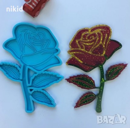 Грамадна бодлива роза с контур  силиконов молд форма декор украса фондан шоколад гипс торта смола