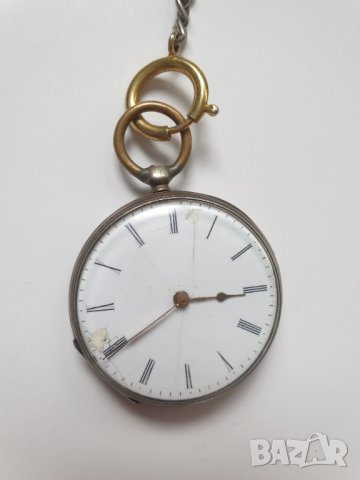 Стар сребърен джобен часовник с ключ, снимка 2 - Антикварни и старинни предмети - 40691565