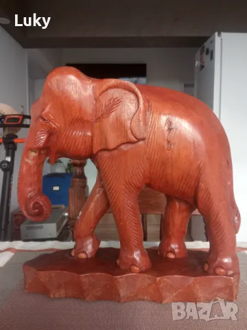 Азиатски слон-статуетка.Дърворезба., снимка 3 - Статуетки - 47572155