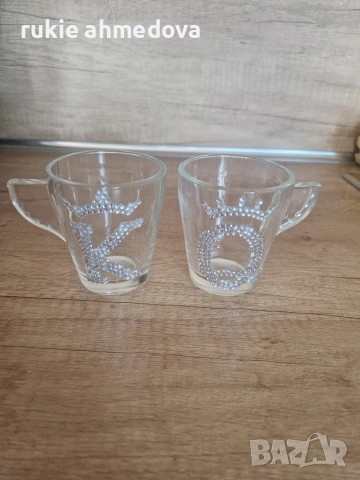 Ръчно декорирани стъклени чашис кристали