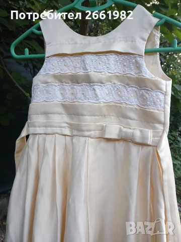 Официална бледожълта рокля за малка кукла, снимка 4 - Детски рокли и поли - 50760176