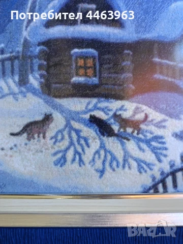 гоблен ,,Зимна нощ", 31/44 см, снимка 5 - Гоблени - 51372185