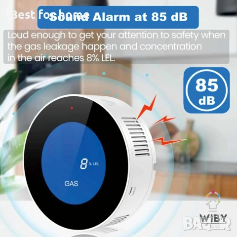 WiFi газодетектор,  с LCD дисплей, съвместим с Alexa/Google Home/, снимка 3 - Друга електроника - 50643022