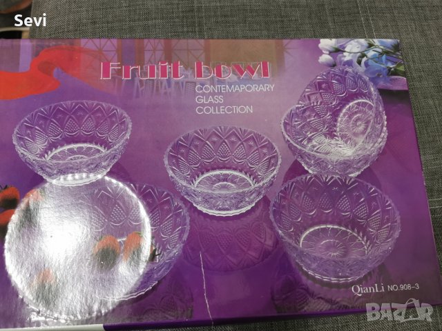 Стъкленни купи за плодове 6 броя , снимка 2 - Сервизи - 38988912