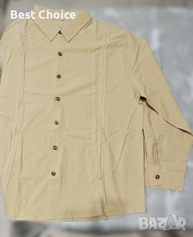 летни плажни ленени ежедневни ризи с дълъг ръкав, снимка 4 - Ризи - 52587627