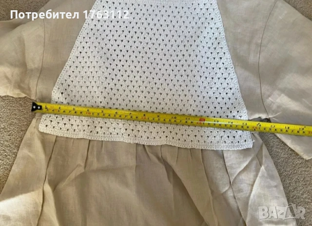 Zara дамска ленена рокля с бродерия, S-M размер , снимка 6 - Рокли - 50457967