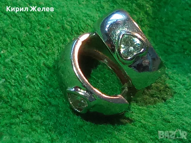 ШАРМАНТНИ СРЕБЪРНИ ОБЕЦИ СРЕБРО 925 с БЯЛА ПОЗЛАТА и СЪРЦЕВИДНИ ФАСЕТИРАНИ ЦИРКОНИ 47480, снимка 12 - Обеци - 49510752