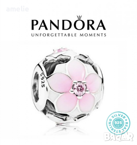 Талисман Пандора сребро проба 925 Pandora Magnolia Bloom Charm. Колекция Amélie
