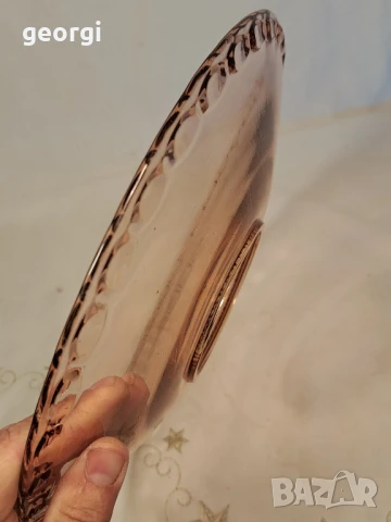 стъклен поднос цветно розово стъкло     26/2, снимка 3 - Аксесоари за кухня - 50598302