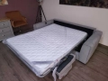 Италиански светло сив диван тройка от плат с функция сън, снимка 2