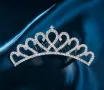 Коронка тиара Сърца метална сребриста корона забождане в коса прическа сватба детска дамска, снимка 4