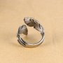 Посребрен арт пръстен универс. размер, лист, снимка 5