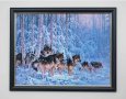 Зимен пейзаж с вълци сред брезова гора, картина, снимка 1 - Картини - 43172484