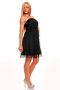 Официална дамска къса черна рокля с тюл и  цвете, снимка 1 - Рокли - 36376890