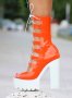 Летни боти на ток - оранжев лак - 101, снимка 2