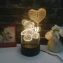 Нова LED 3D лампа Мече с балон сърце, снимка 3