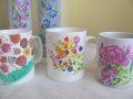 Ръчно рисувани порцеланови чаши с цветя, снимка 1 - Декорация за дома - 33426322