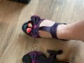 Кокетни сандали с панделка, снимка 1 - Сандали - 37289972