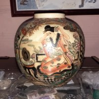 Сатцума Satsuma стара ваза буркан порцелан маркирана, снимка 1 - Антикварни и старинни предмети - 43170899