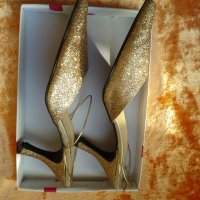 Дамски Златни обувки номер 37, снимка 6 - Сандали - 36865121