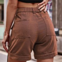 Ежедневни дамски къси дънкови панталони с джоб с еластична талия, 5цвята, снимка 5 - Къси панталони и бермуди - 40672975