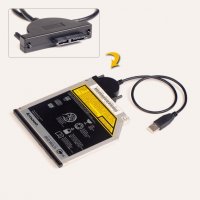 USB Кабел за Записващи Оптични устройства Засписвачки DVD CD Slimline SATA Laptop CD/DVD Rom Optical, снимка 5 - Лаптоп аксесоари - 32627048