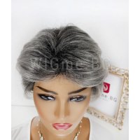 Къса сребристо-черна перука с бретон Ира, снимка 7 - Аксесоари за коса - 33015428