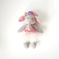 Слонче балерина, детска играчка ръчна изработка, плетени играчки, подарък за момиче, снимка 4 - Други - 43170874