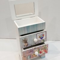 Кутия за бижута с огледало и две чекмеджета "Цветя" /91875/, снимка 1 - Подаръци за жени - 43311185