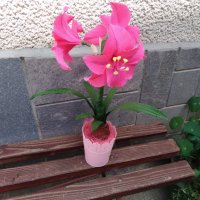 Цветя от хартия-Амарилис, снимка 7 - Изкуствени цветя - 25703081