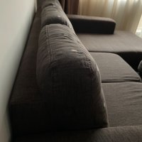 Ъглов диван с лежанка и табуретка в кафяво , снимка 6 - Дивани и мека мебел - 43391072