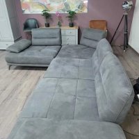 Сив ъглов диван от плат "Artemis" с подвижни облегалки, снимка 2 - Дивани и мека мебел - 43896456
