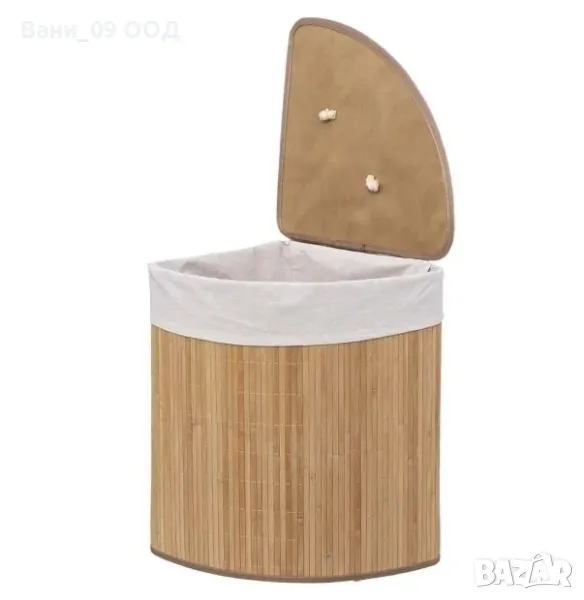 Бамбуков ъглов кош за пране, снимка 1