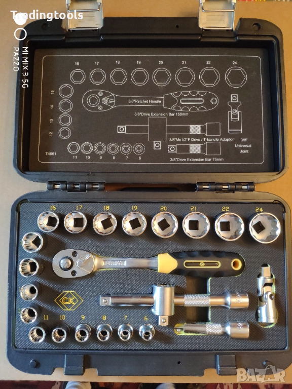 CK TOOLS 3/8 Sure Drive 23части вложки камъни комплект кутия, снимка 1