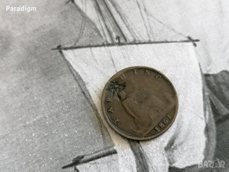 Монета - Великобритания - 1 фартинг | 1861г., снимка 1