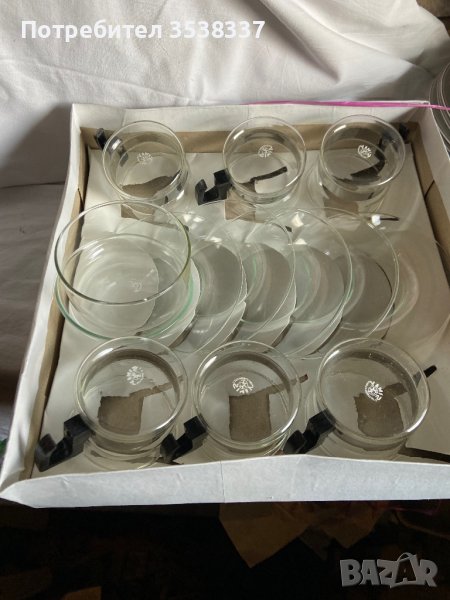 Нов ретро сервиз за чай/ кафе стъкло и метал, simax чехословакия, снимка 1