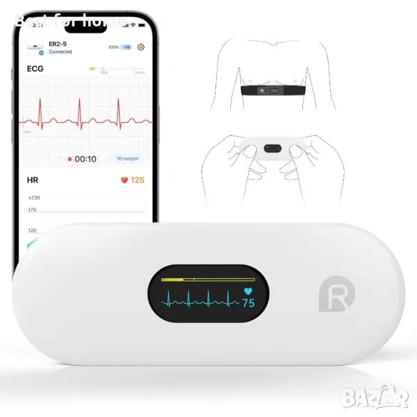 Мобилен ЕКГ апарат за дома  с OLED екран CheckMe, снимка 1