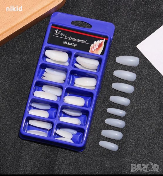 100 бр слонова кост цвят Удължители за нокти изкуствени прозрачни за маникюр, 4,50 лв, снимка 1