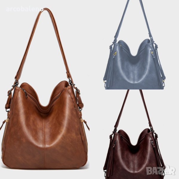 Елегантна дамска кожена чанта-раница 2 в 1, 3цвята - 024, снимка 1