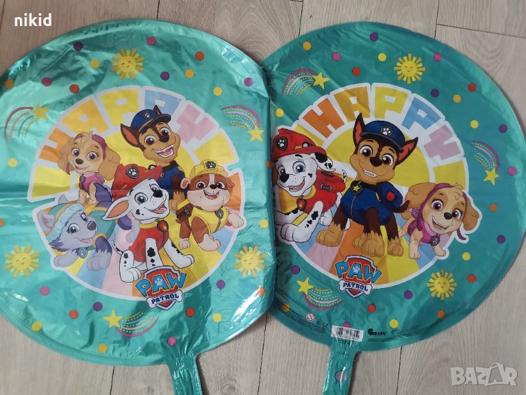 двустранен Пес Патрул Paw Pes Patrol кръгъл фолио фолиев балон хелий или въздух парти, снимка 1