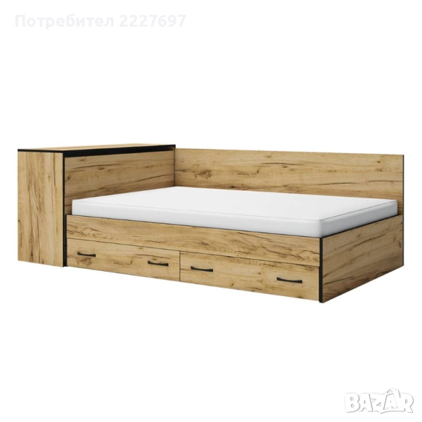 Легло с чекмеджета и ракла Анди за матрак 120/190см, снимка 1
