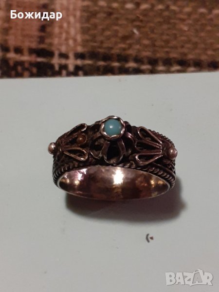 ФИЛИГРАНЕН ПРЪСТЕН С ТЮРКОАЗ. МЕЛХИОР. СССР., снимка 1